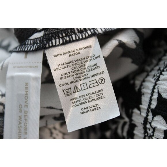 NWT LOFT Skirt Size Large Flowy Black White Floral Pull On Elastic Waist Preppy - Picture 9 of 9